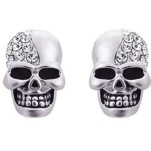 Skull Design Rhinestone Stud Earrings